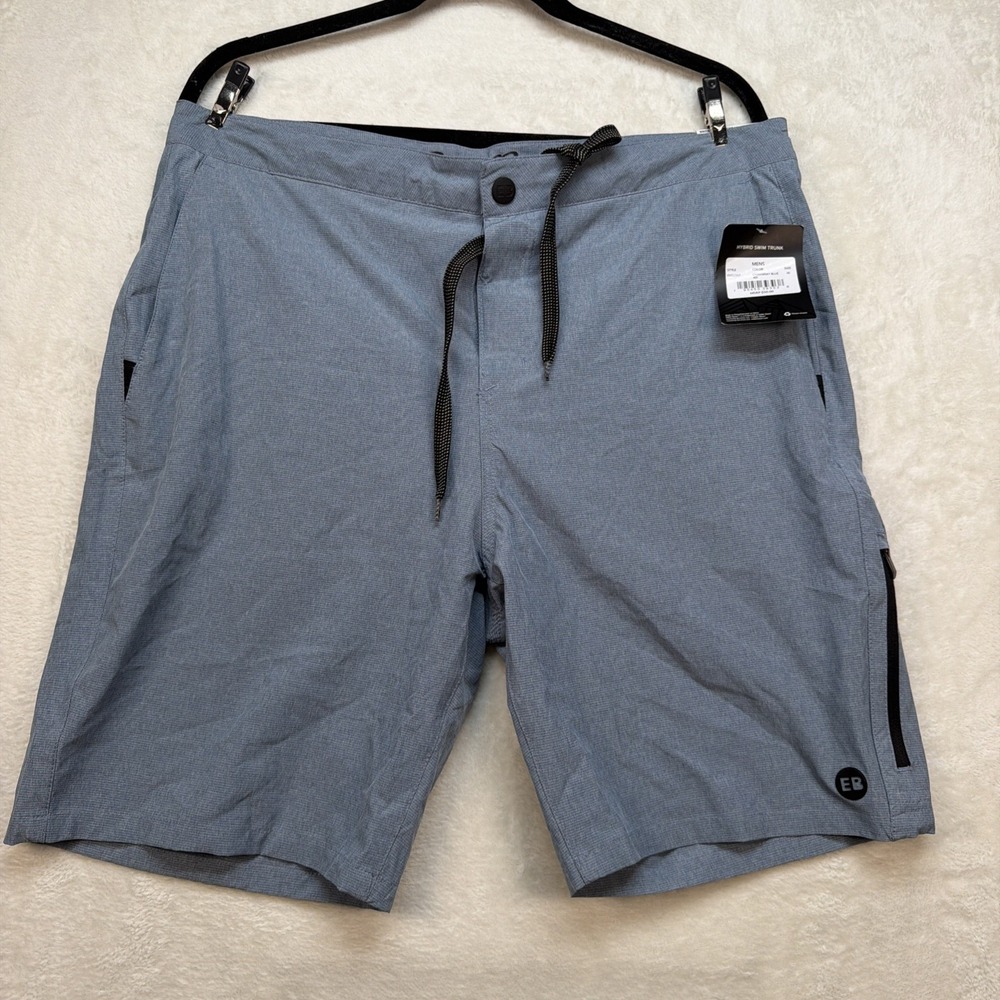 Eddie Bauer Hybrid Swim Trunks Mens 36 Blue Gray Board Shorts Stretch NWT